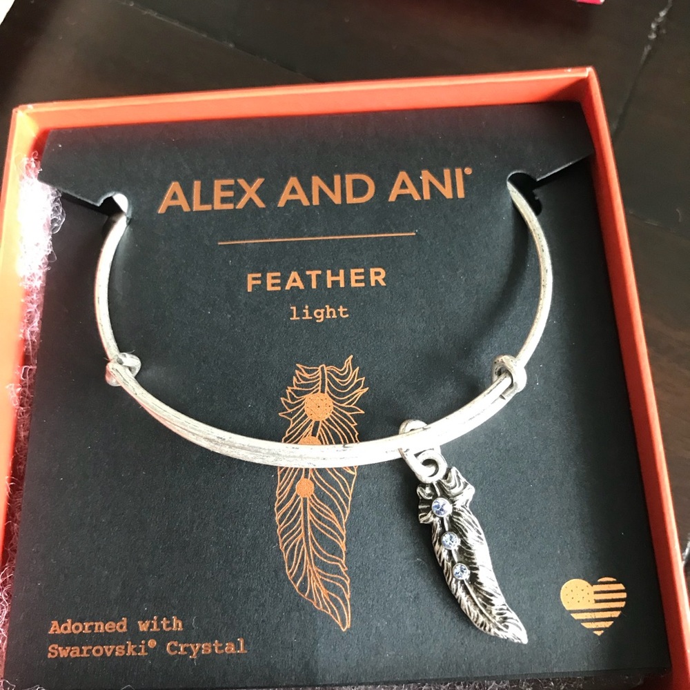 Alex and Ani Silver Feather light bracelet